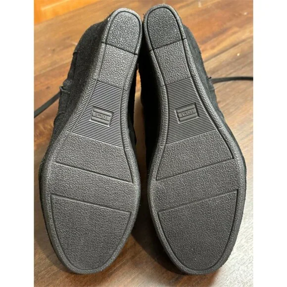 Toms Desert Wedge High Black Suede Size 9 - Picture 9 of 10